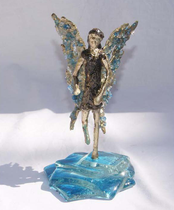 handcrafted bronze artwork angel