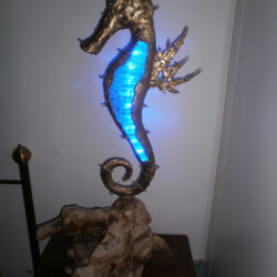 handcrafted bronze artwork seahorse sculpture handmade light led