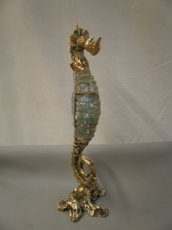 handcrafted bronze artwork seahorse sculpture handmade light led