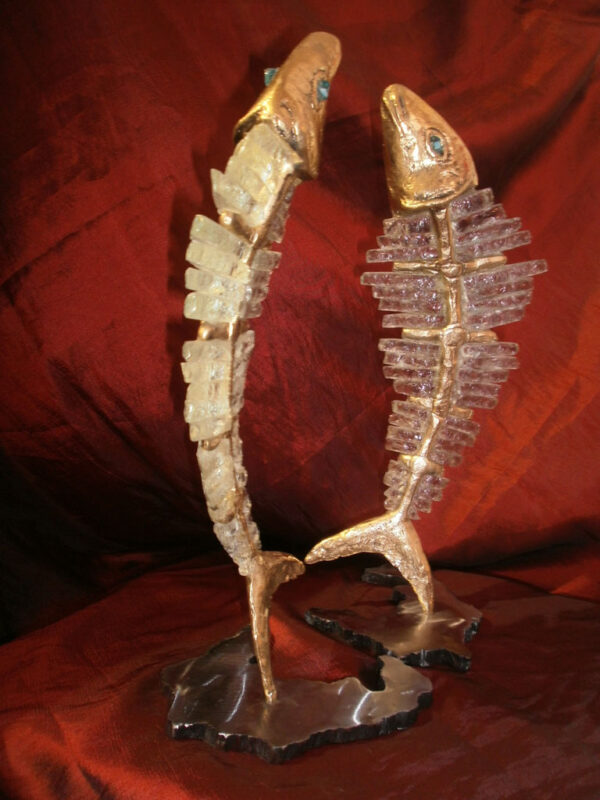 handcrafted bronze artwork fish sculpture handmade